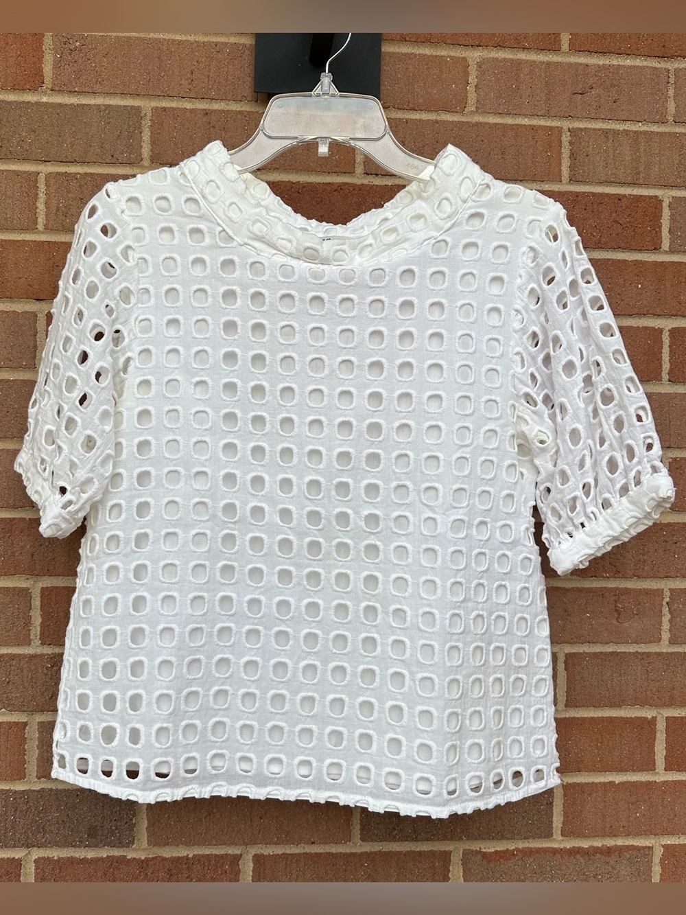 Anthropologie Wolven Eudora eyelet blouse top in white size 6 - Picture 3 of 8